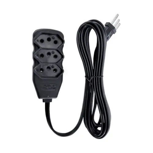 Extensao 3 Tomadas Slim Bipolar Preto 5m Force line*