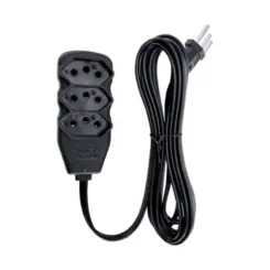 Extensao 3 Tomadas Slim Bipolar Preto 5m Force line*
