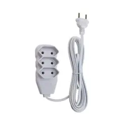 Extensao 3 Tomadas Slim Bipolar Branco 5m Force line*