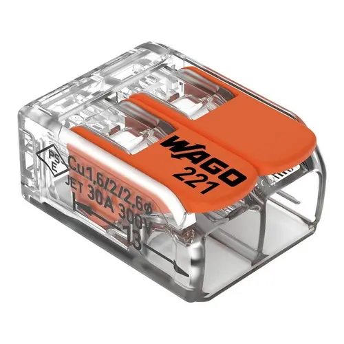 Conector Emenda 2 Polos 6mm Flowpack C/ 3 Unidades 221 Wago