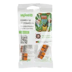 Conector Emenda 3 Polos 4mm Flowpack C/ 4 Unidades 221 Wago