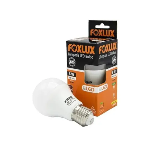 Lampada Led Bulbo 6W 3000K Bivolt Foxlux