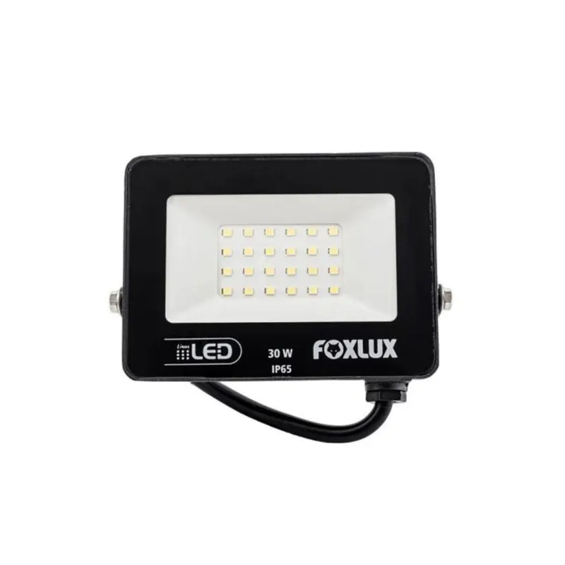 Refletor Led 30W 3000K IP65 Preto Bivolt Foxlux