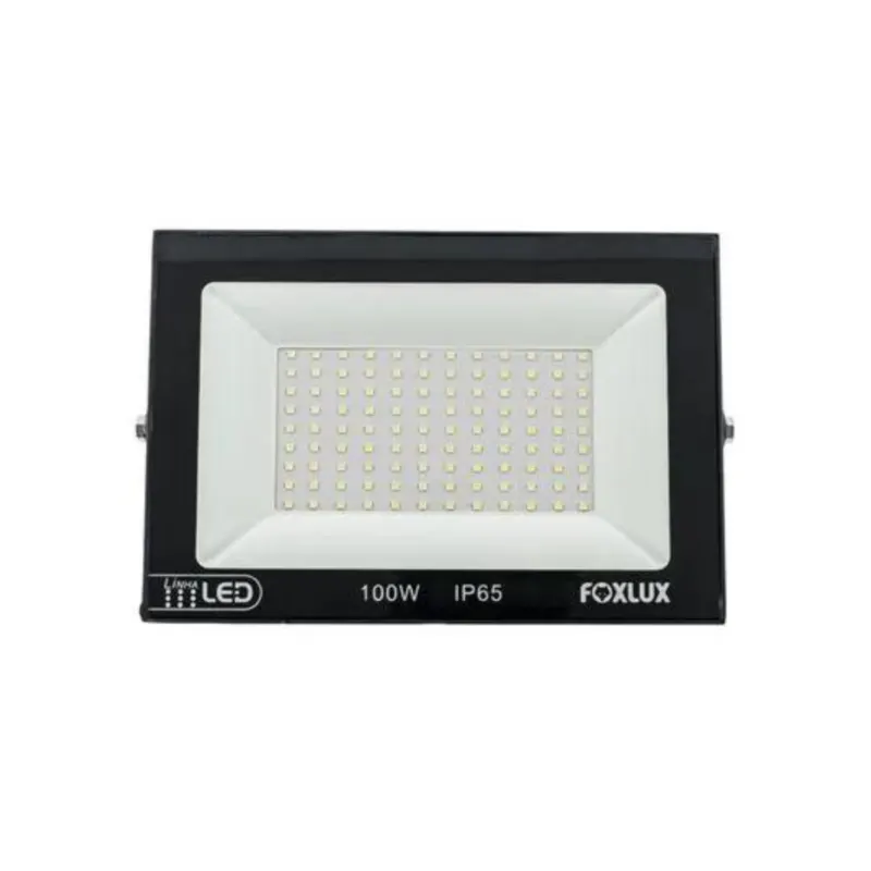 Refletor Led 100W 3000K IP65 Preto Bivolt Foxlux