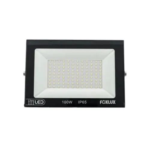 Refletor Led 100W 3000K IP65 Preto Bivolt Foxlux