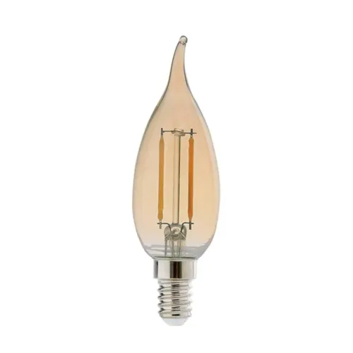 Lampada Led Filamento Vela Chama Ambar BA035 2W E14 220V Foxlux