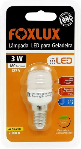 Lampada Led Para Geladeira 3W E14 127V Foxlux