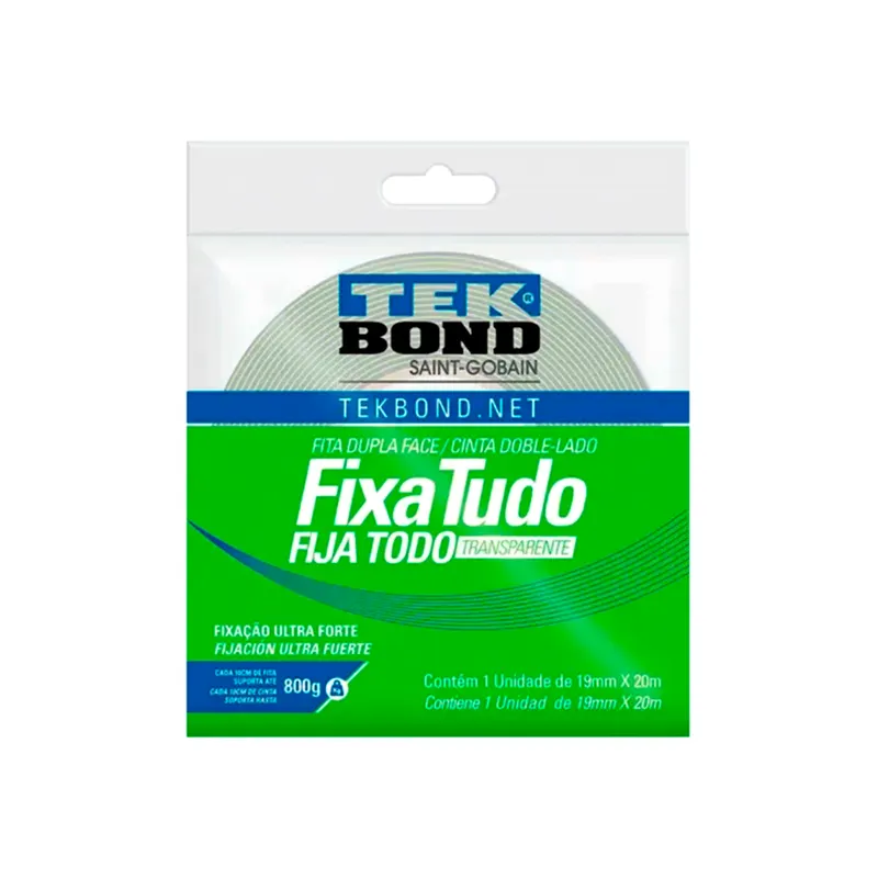 Fita Acrilica Dupla Face Uso Interno 19mmX20m Tekbond