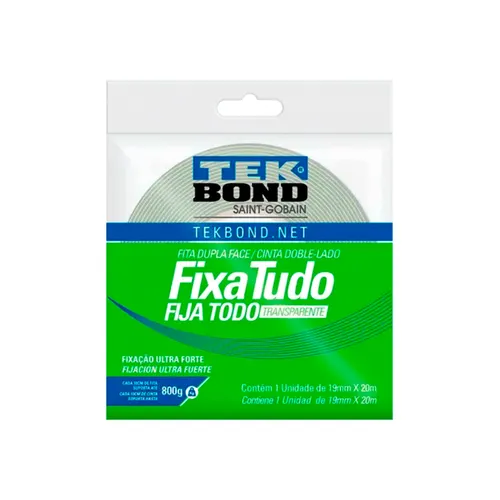 Fita Acrilica Dupla Face Uso Interno 19mmX20m Tekbond