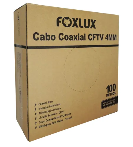 Cabo Coaxial Branco RG59 47% 100mts Foxlux