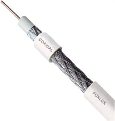 Cabo Coaxial Branco RG6 67% 100mts Foxlux