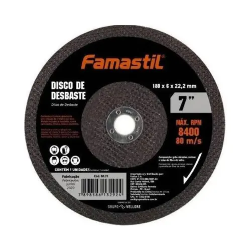 Disco De Desbaste 7 180X6X22,2MM Famastil