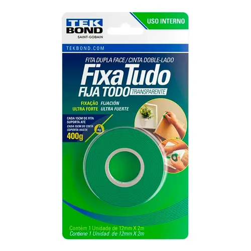 Fita Acrilica Dupla Face Uso Interno 12mmX20m Tekbond
