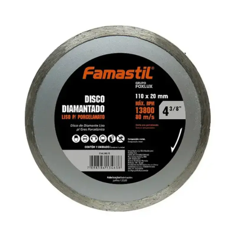 Disco Diamantado Liso Porcelanato 4.3/8 110x20MM Famastil