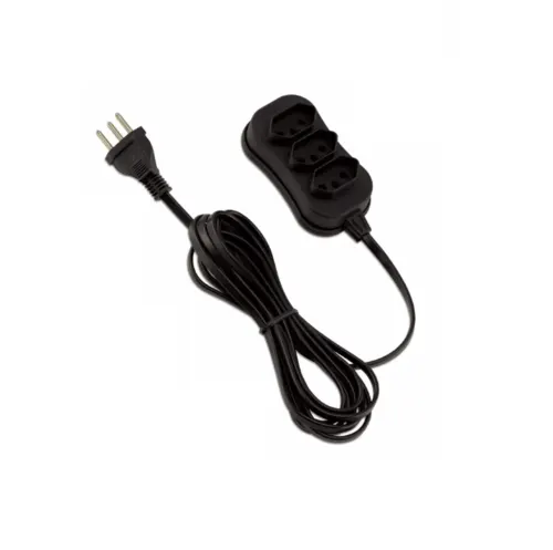 Extensao 3 Tomadas Slim Bipolar Preto 10m Force line*