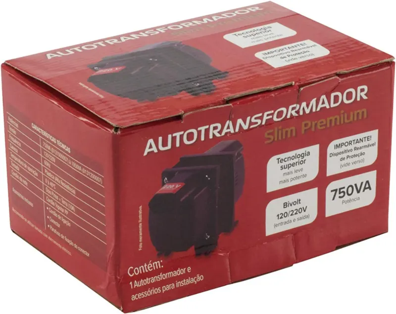 Autotransformador 750VA / 525W Bivolt Slim Premium Force Line*