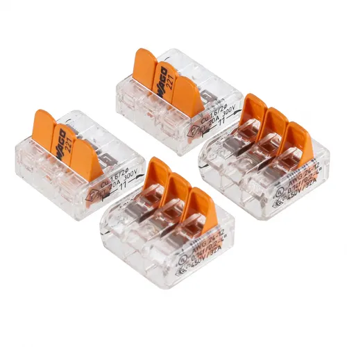 Conector Emenda 3 Polos 4mm Flowpack C/ 4 Unidades 221 Wago