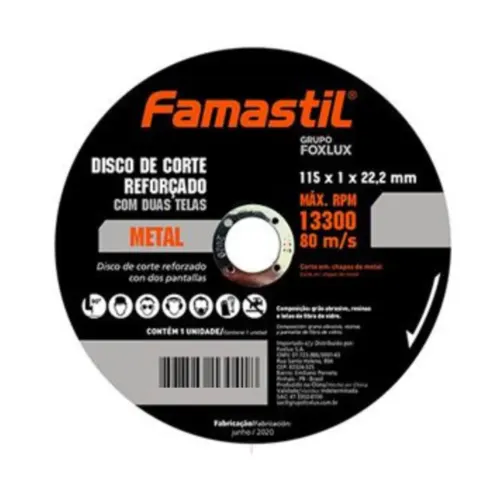Disco De Corte Metal 115(4,5)X1,6X 22,2 MM Famastil