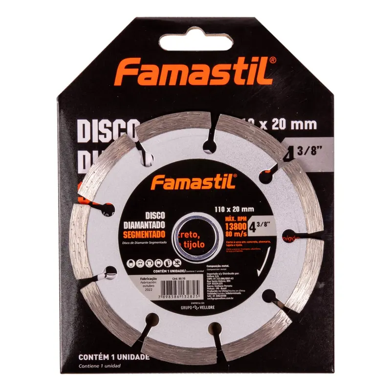 Disco Diamantado Segmentado 4 3/8 110X20MM Famastil