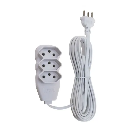 Extensao 3 Tomadas Slim Tripolar Branco 10m Force line*
