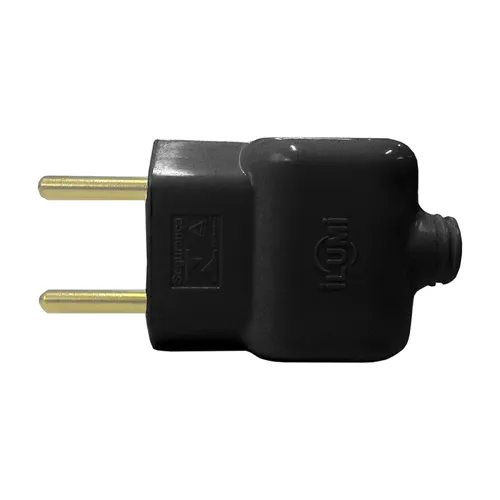 Plug Macho 2P 10A 250V Preto Ilumi
