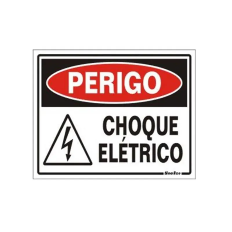 Placa Sinalizacao Poliestireno 15X20Cm Perigo Choque Eletrico Sinalize