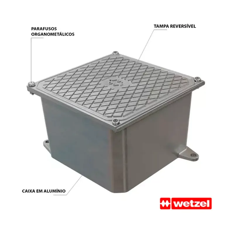 Caixa Passagem Aluminio s/Pintura 2020-10 Tampa Reversivel Wetzel