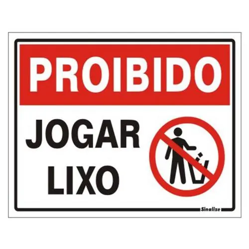Placa Sinalizacao Poliestireno 15X20Cm Proibido Jogar Lixo Sinalize