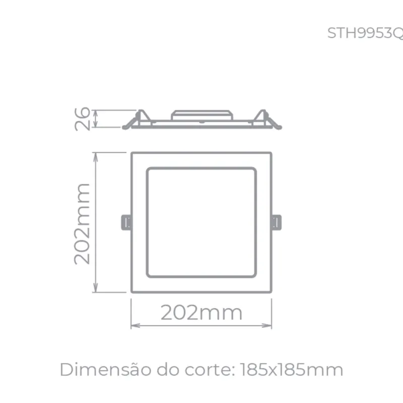 Painel De Embutir Led Eco Quadrado 18W 1500LM STH9953Q/65 Stella