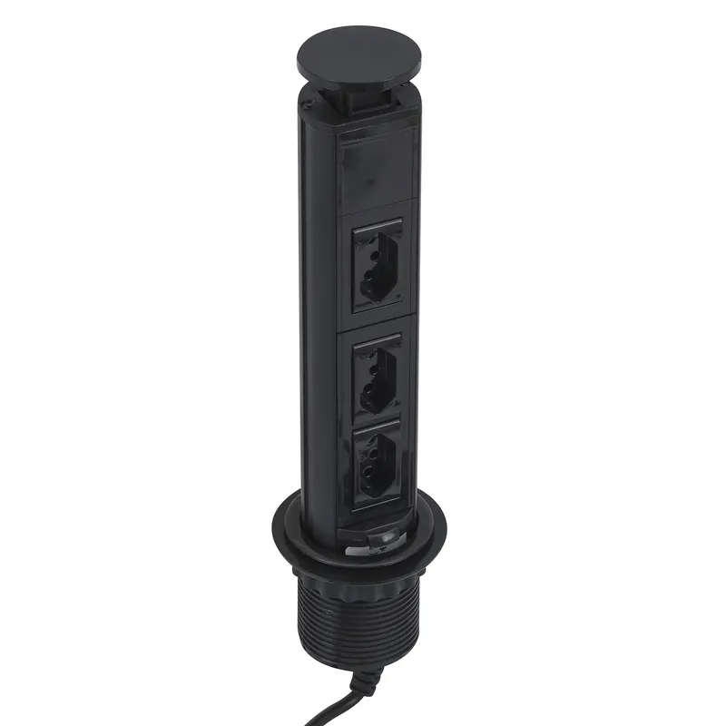 Torre de tomada Mini Totem Manual 20A 3NBR Preto Dutotec