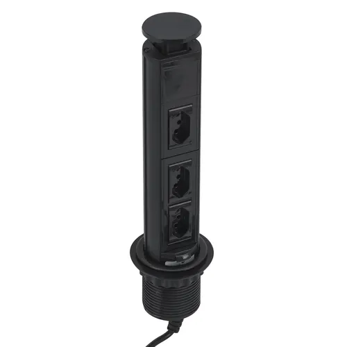 Torre de tomada Mini Totem Manual 20A 3NBR Preto Dutotec