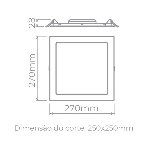 Painel De Embutir Led Eco Quadrado 24W 1900LM STH9954Q/30