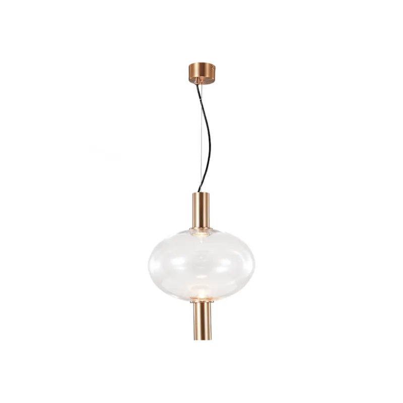 Pendente Clear Bolla 8W Transparente Dourado OR1248 Orluce