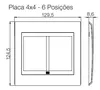 Placa 4X4 6 Posicoes Style Acetinado Preto/Preto