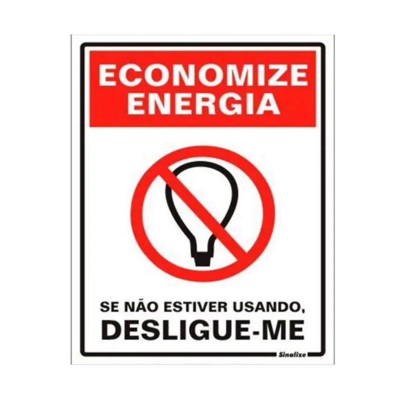 Placa Sinalizacao Poliestireno 15X20Cm Economize Energia Sinalize