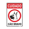 Placa Em Poliestireno 20X30Cm - Cuidado Cao Bravo Sinalize