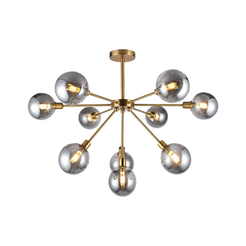Pendente Astro 10Xg9 Fume Led Dourado Orluce