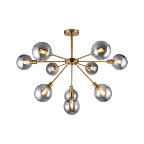 Pendente Astro 10Xg9 Fume Led Dourado Orluce