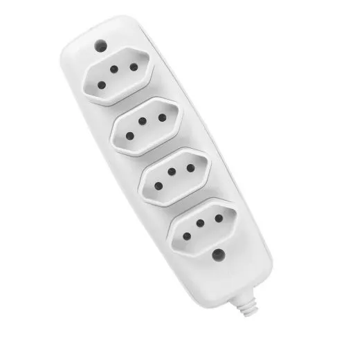 Regua Tomada Quadrupla P/ Extensao 2P+T 10A 250V Branco Ilumi