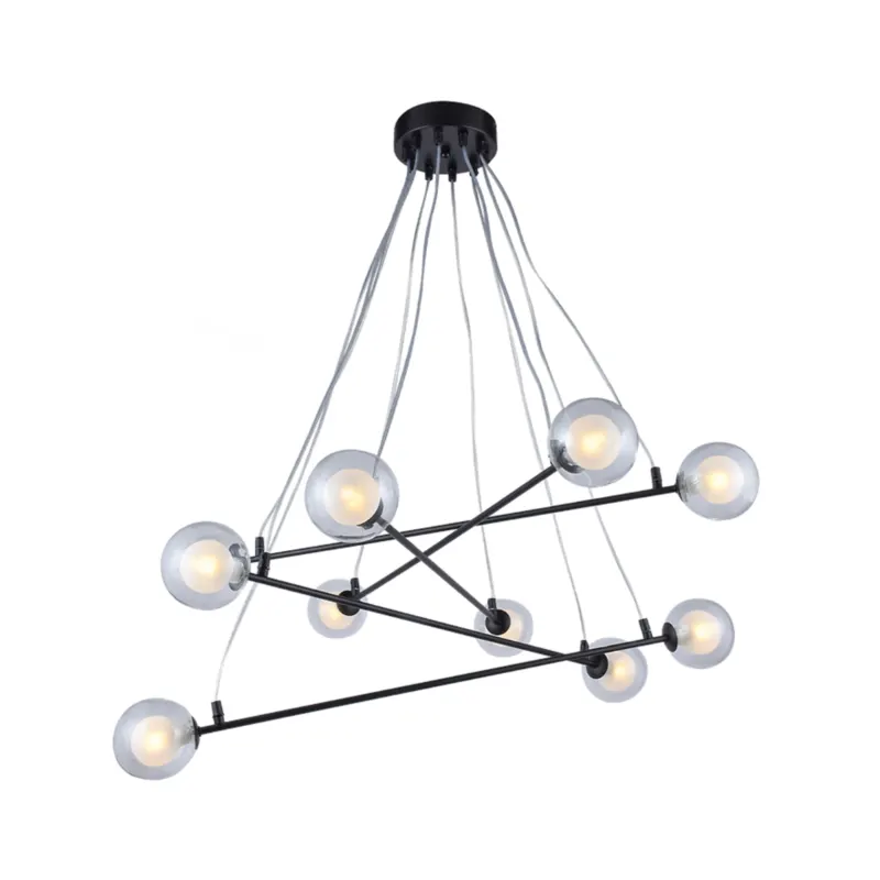 Pendente Cosmos OR1183 10Xg9 Transparente Preto Brilho Orluce