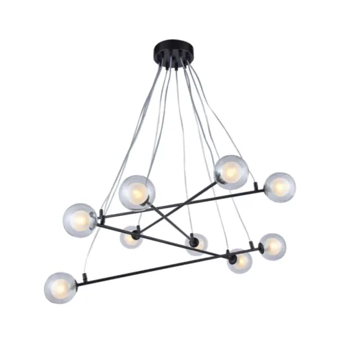 Pendente Cosmos OR1183 10Xg9 Transparente Preto Brilho Orluce