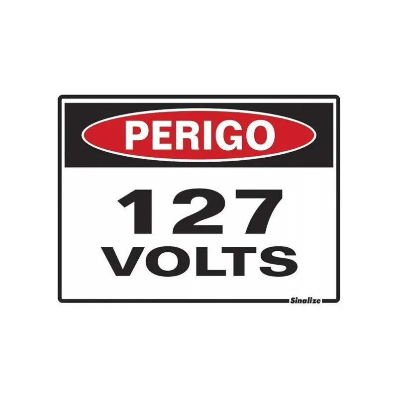 Placa Sinalizacao Poliestireno 15X20Cm Perigo 127 Volts Sinalize