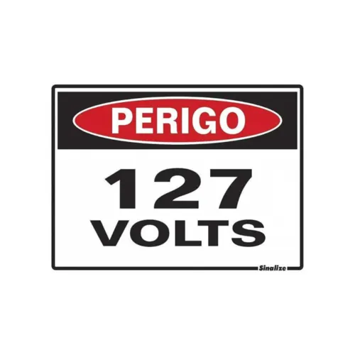 Placa Sinalizacao Poliestireno 15X20Cm Perigo 127 Volts Sinalize