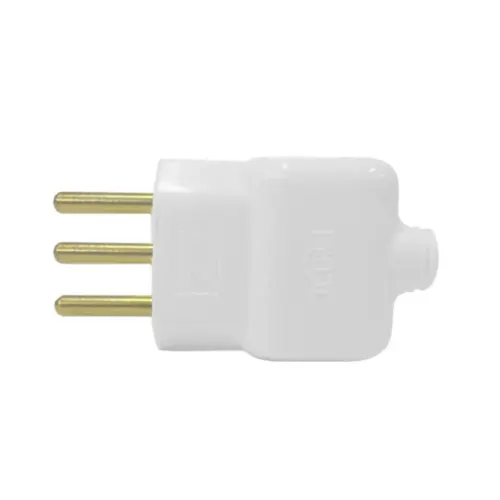 Plug Macho 2P+T 10A 250V Branco Ilumi
