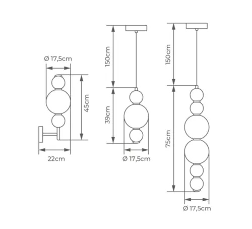 Pendente Bubble 3P Led 12W Opalino Cromado Orluce