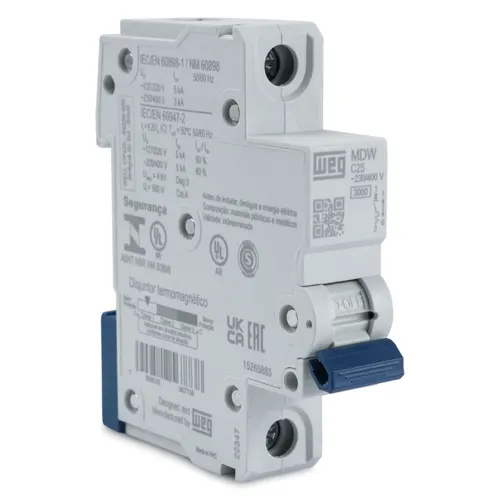Minidisjuntor Monopolar 25A Mdwp-C25 Weg