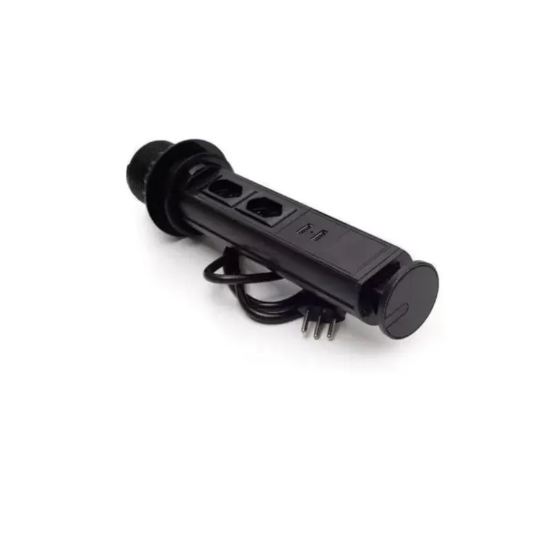 Torre de tomada Mini Totem Manual 20A - 2Usb Rap + 2Nbr Preto Dutotec