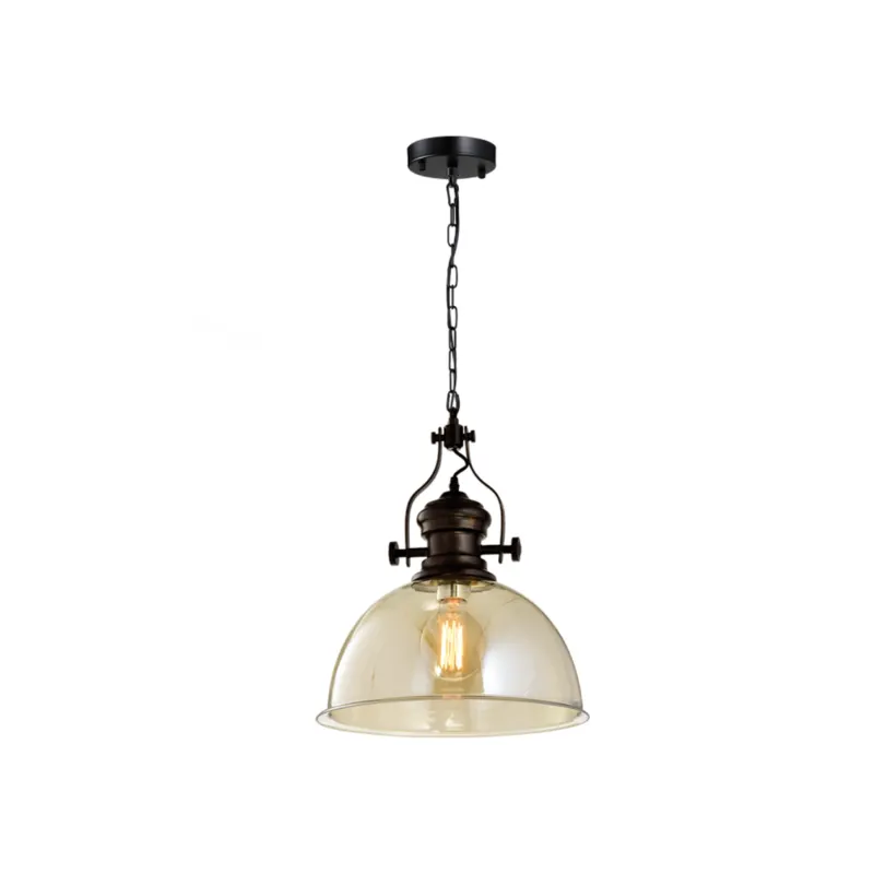Pendente Fabb Glass 1Xe27 Ambar Preto Fosco Orluce