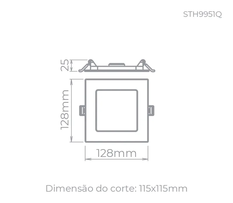 Painel De Embutir Led Eco Quadrado 6W 400LM STH9951Q/40 Stella