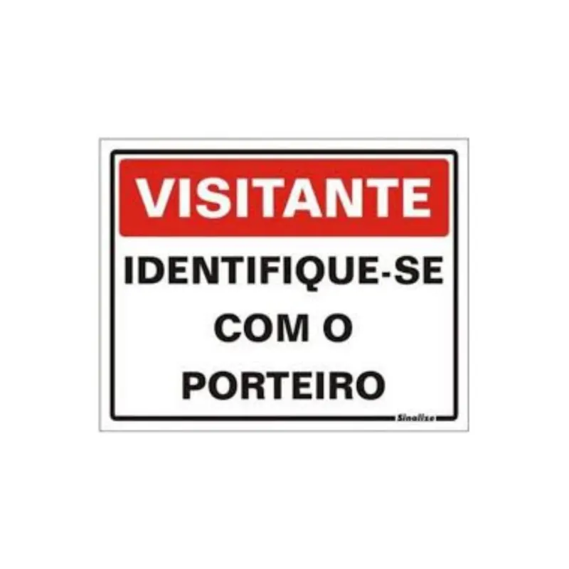Placa Sinalizacao Poliestireno 15X20Cm Visitante Identifique Sinalize